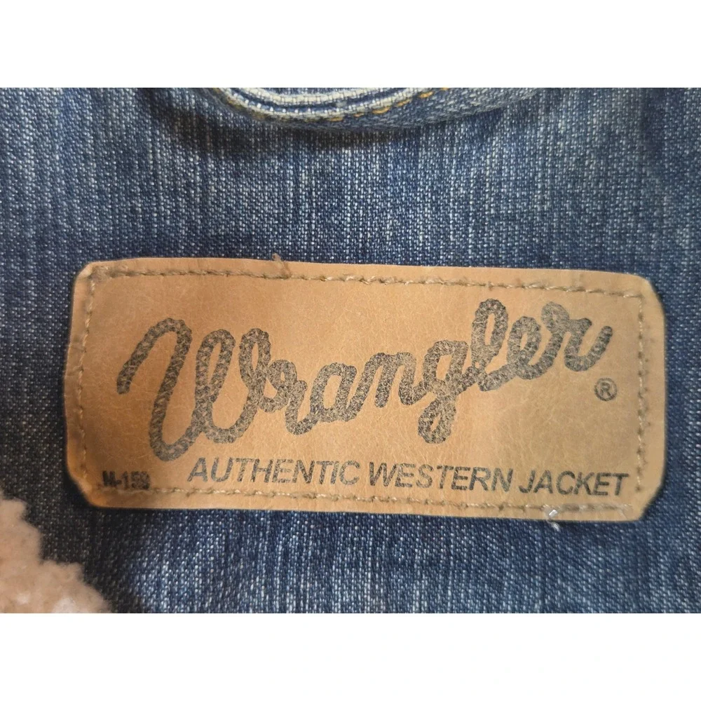 Wrangler Mens Sherpa Lined Denim Jacket Blue Western Trucker Jacket Size Small